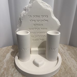 סט הדלקת נרות ו2 נרות גבוהים בעיצוב אבן טבעי ✨
