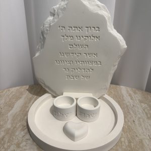 סט הדלקת נרות ו2 נרות נמוכים בעיצוב אבן טבעי ✨