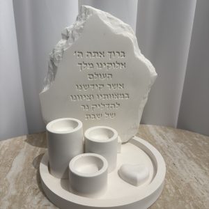 סט הדלקת נרות ו-3 נרות בעיצוב אבן טבעי ✨